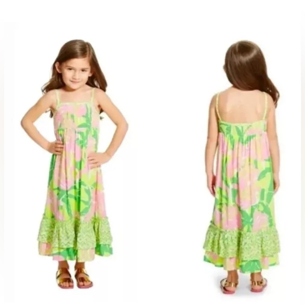 Lilly Pulitzer Floral Summer Long Dress Kids 3T